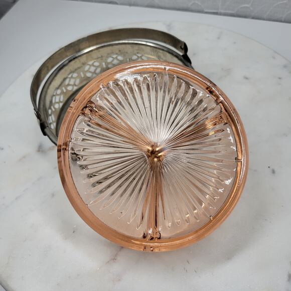 Vintage Pink Depression Handled Trinket Dish 5" Divided Relish Serving Tray - Picture 10 of 12